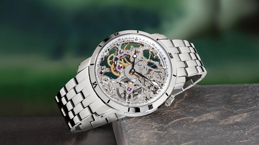 Photo showcasing the mechanical Rio collection with skeleton design by Theorema Germany