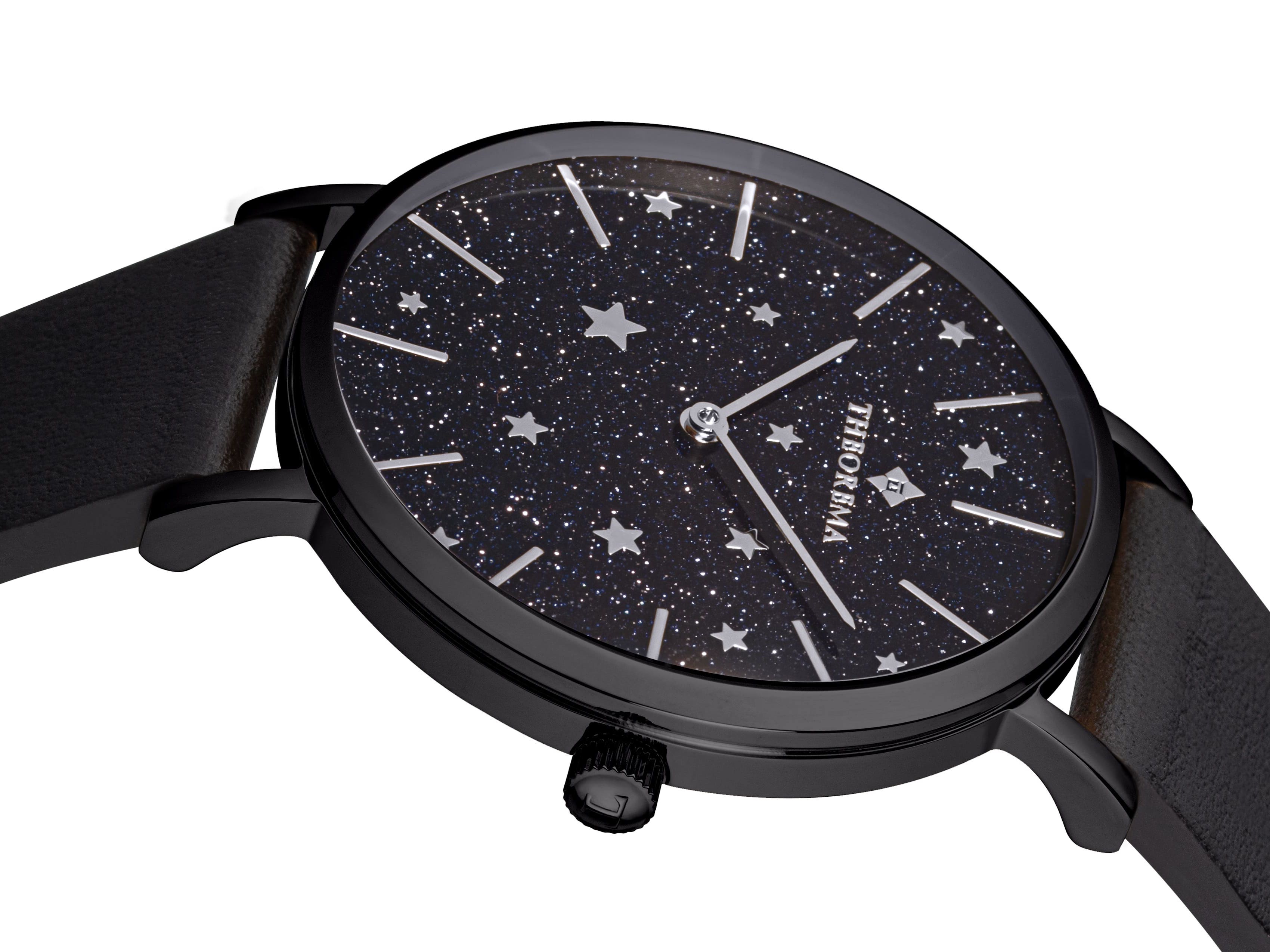 Wonderful celestial dial with stars and sticks for markers along two hands.