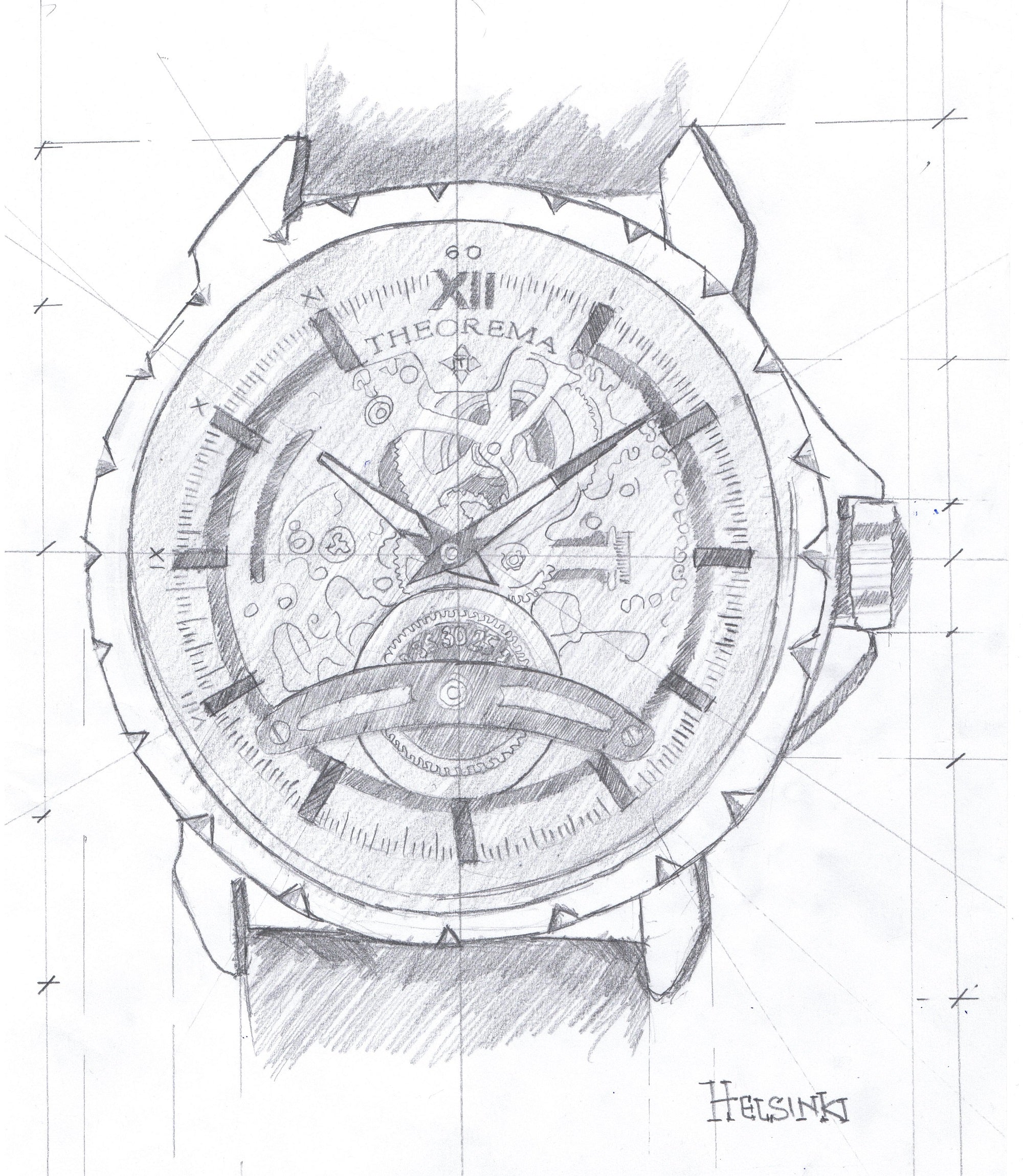 Hand drawing sketch of the collection Helsinki by Theorema Germany