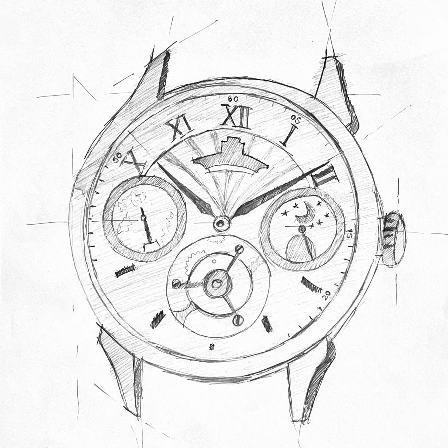 Hand drawing sketch of the collection Lugano Theorema