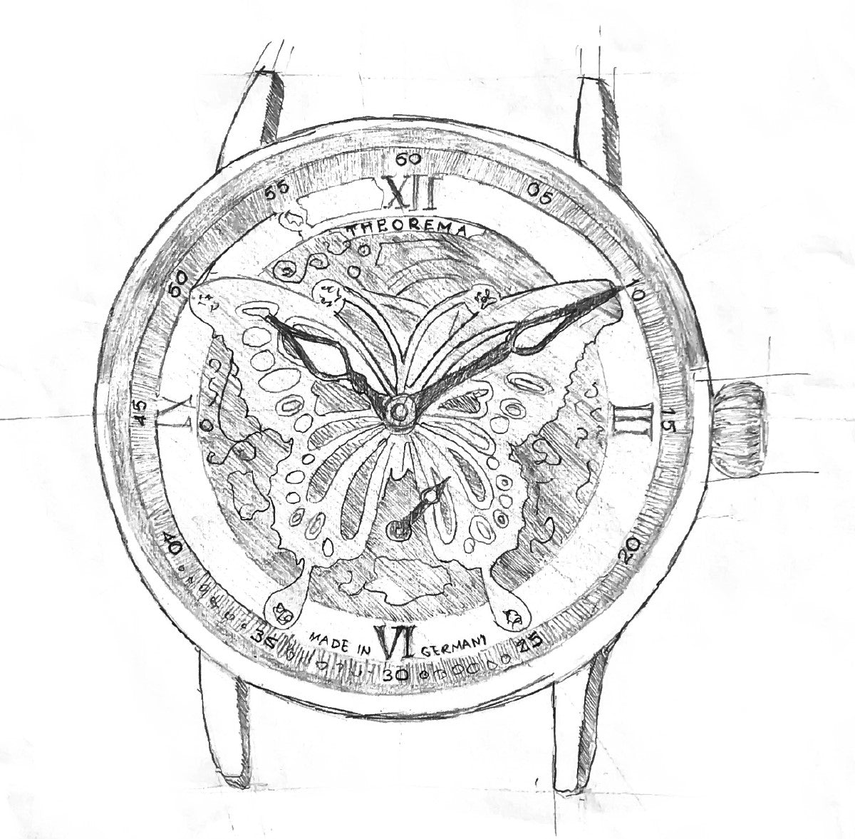 Hand drawing sketch of the collection Madame Butterfly Theorema