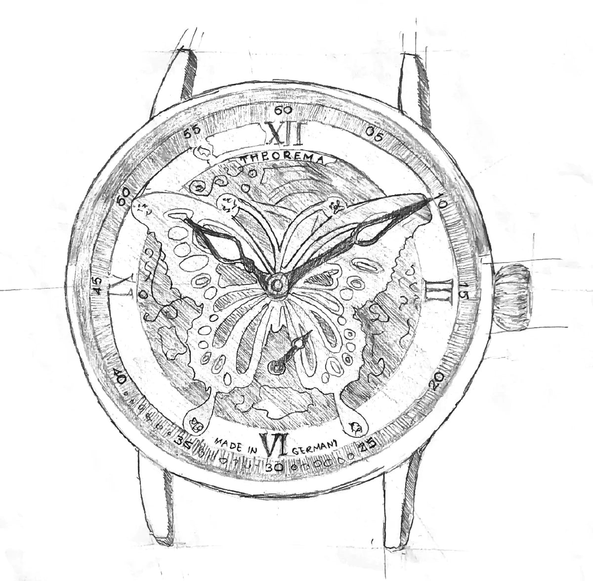 Hand designed Madame Butterfly sketch.