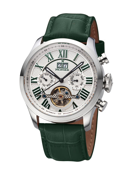 White dial with Roman numerals with silver case. Havana collection by Pionier.