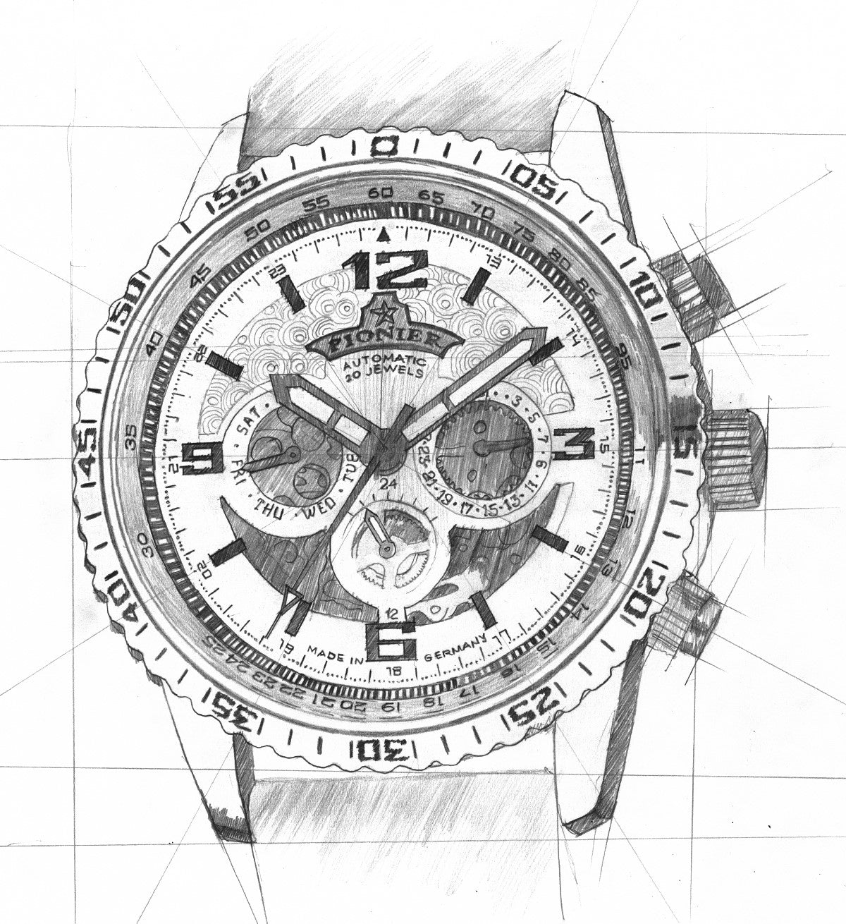 Hand drawing sketch of the collection Barbados by Pionier