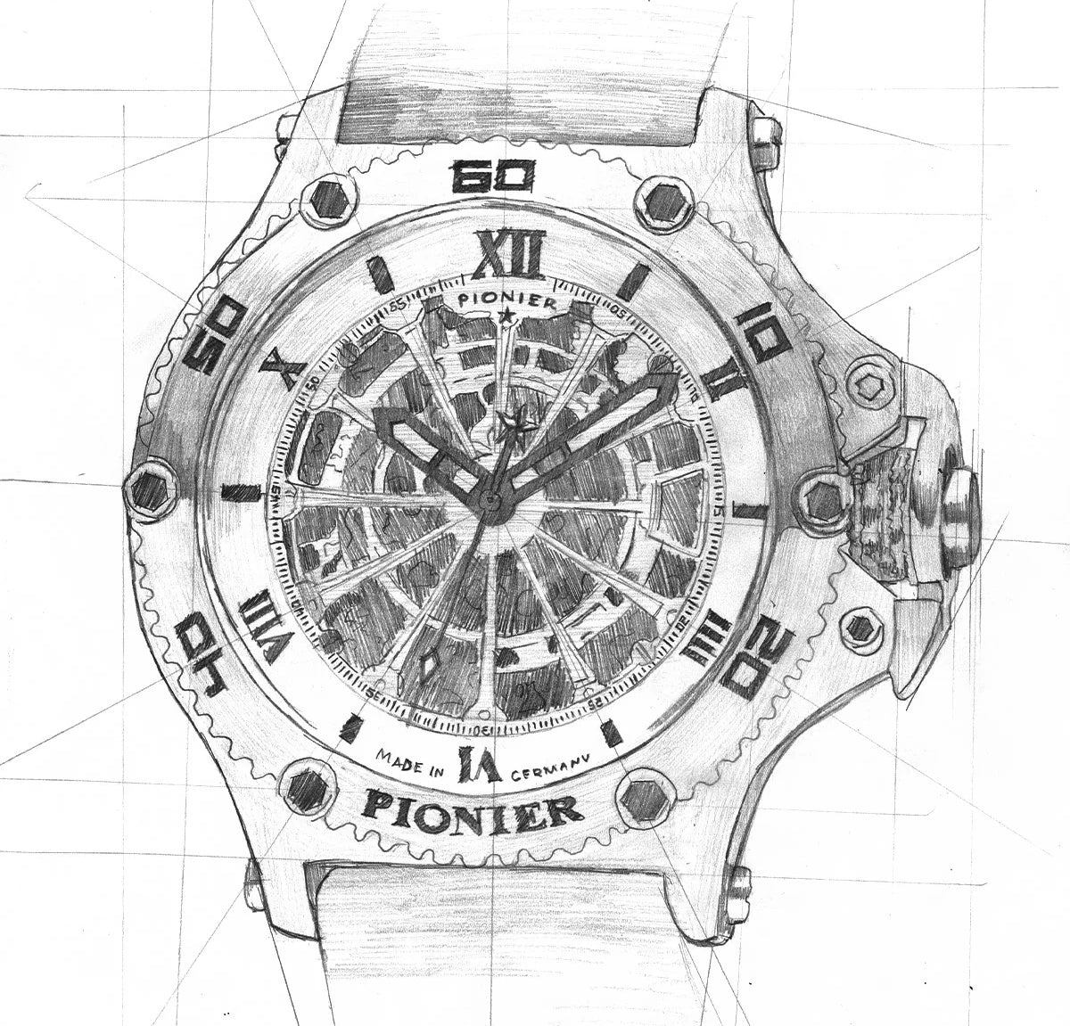 Hand drawing sketch of the collection Barcelona Pionier