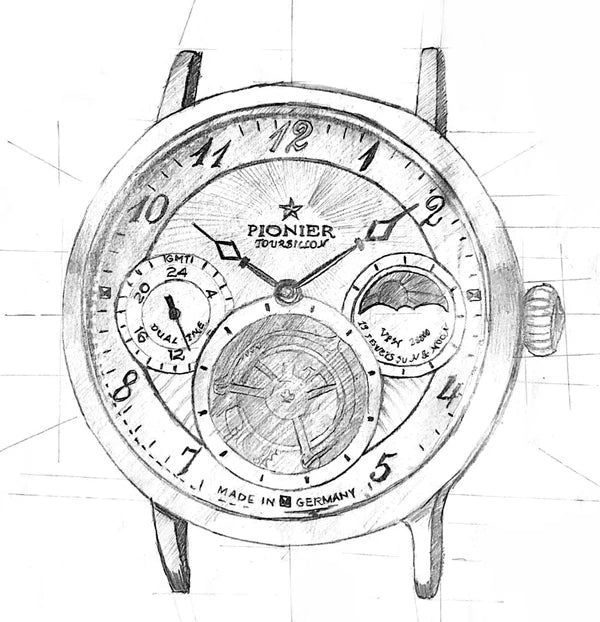 Hand drawing sketch of the collection Basel Pionier