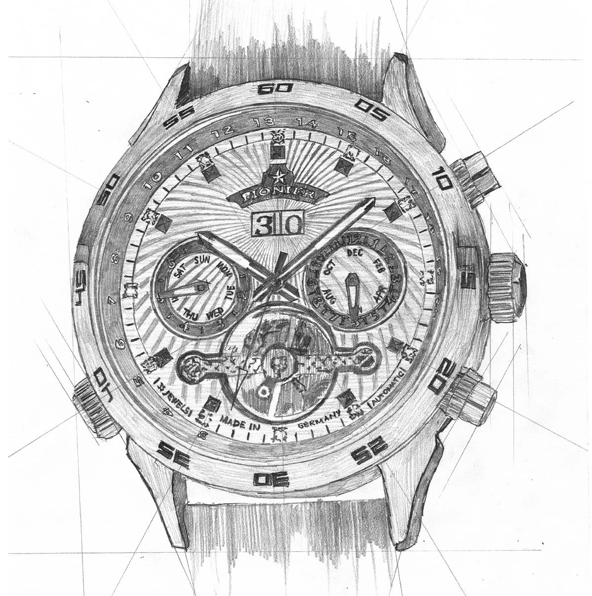 Hand drawing sketch of the collection Florida Pionier