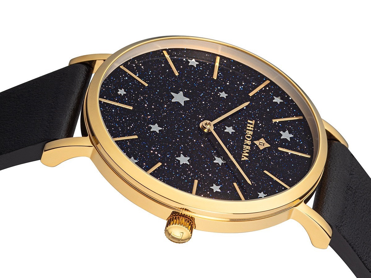 Navy background celestial constellation with stars of different sizes.
