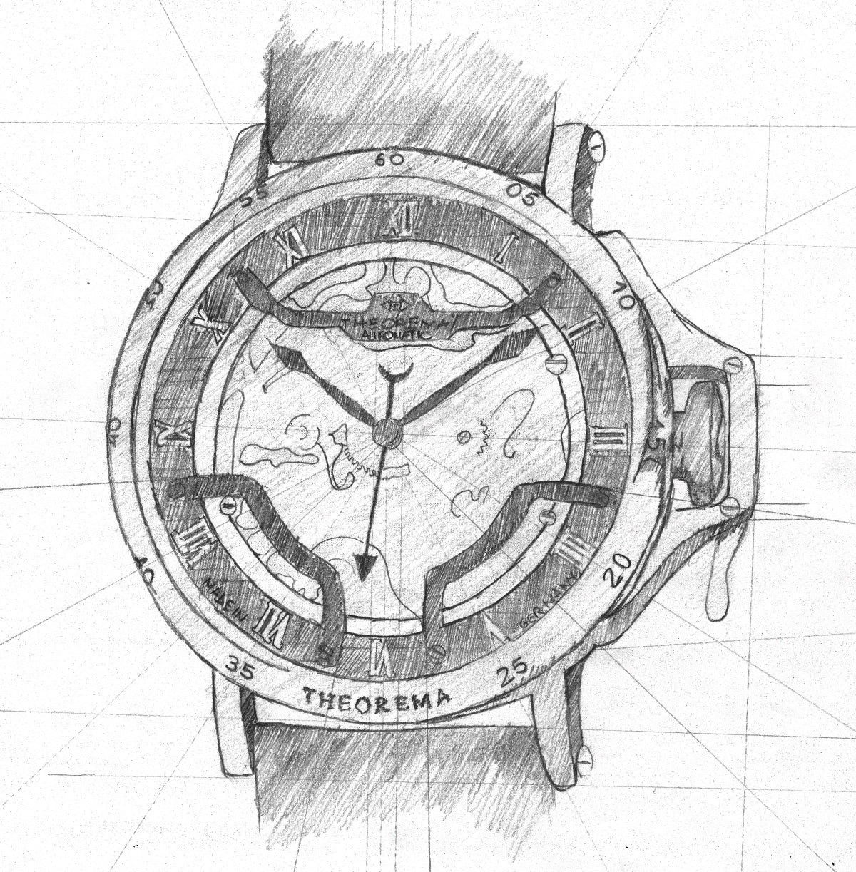 Hand drawing sketch of the collection Madrid by Theorema Germany