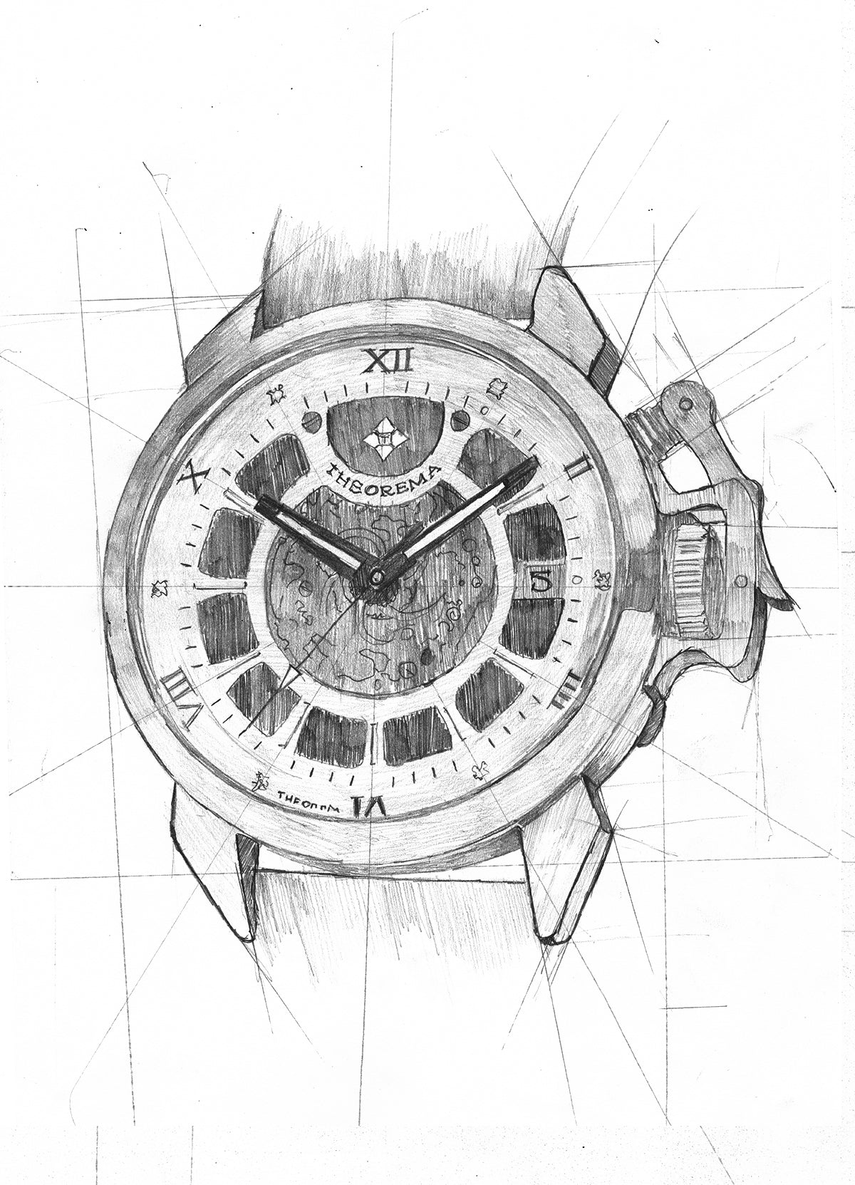 Hand drawing sketch of the collection Newton by Theorema Germany