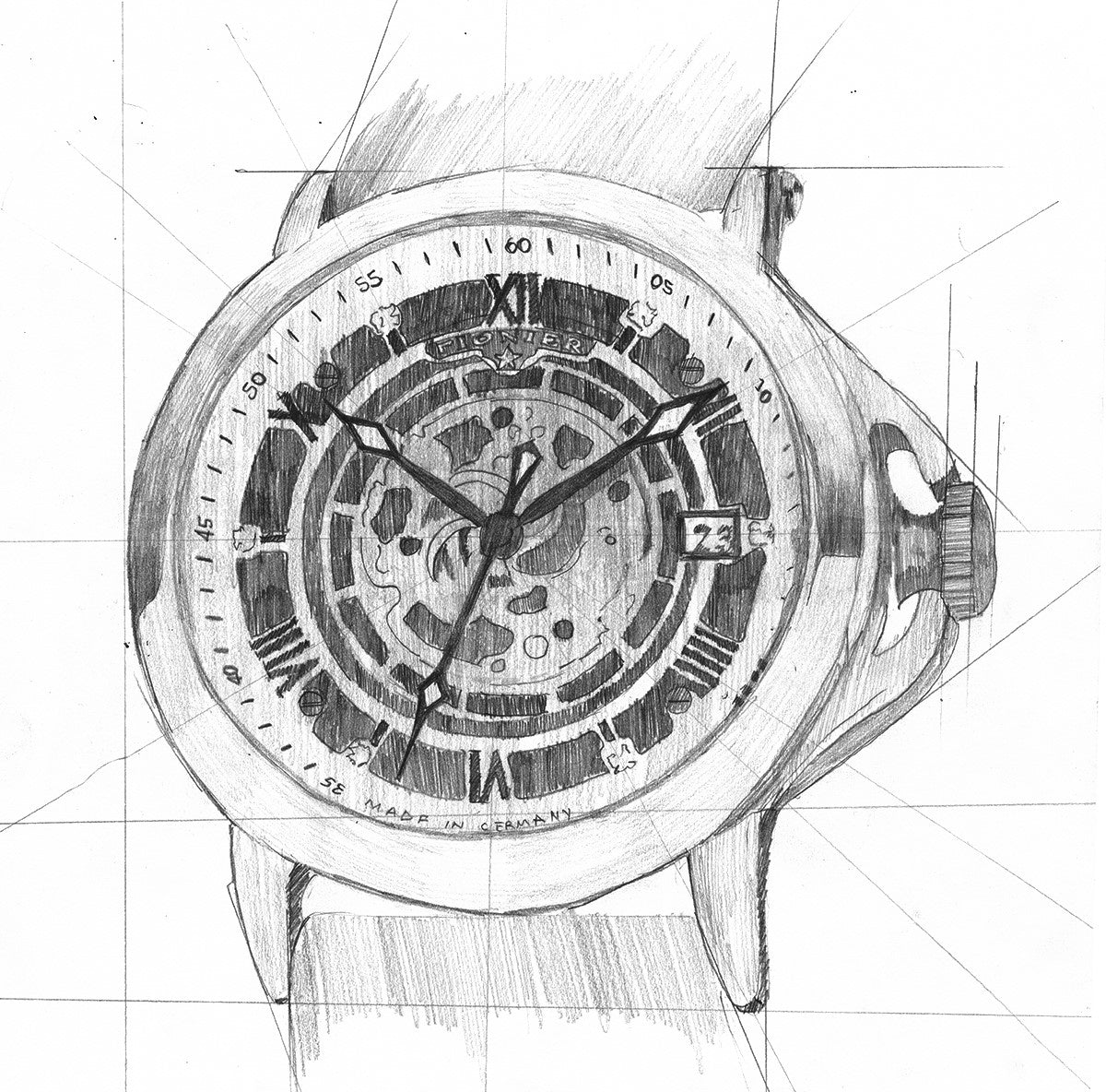 Hand drawing sketch of the collection Aruba by Pionier