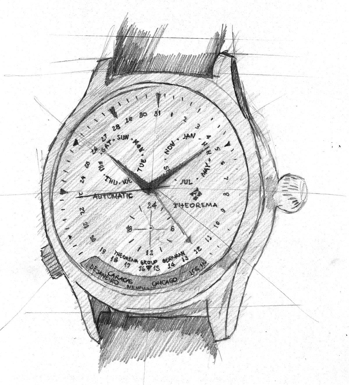 Hand drawing sketch of the collection Paragon Theorema