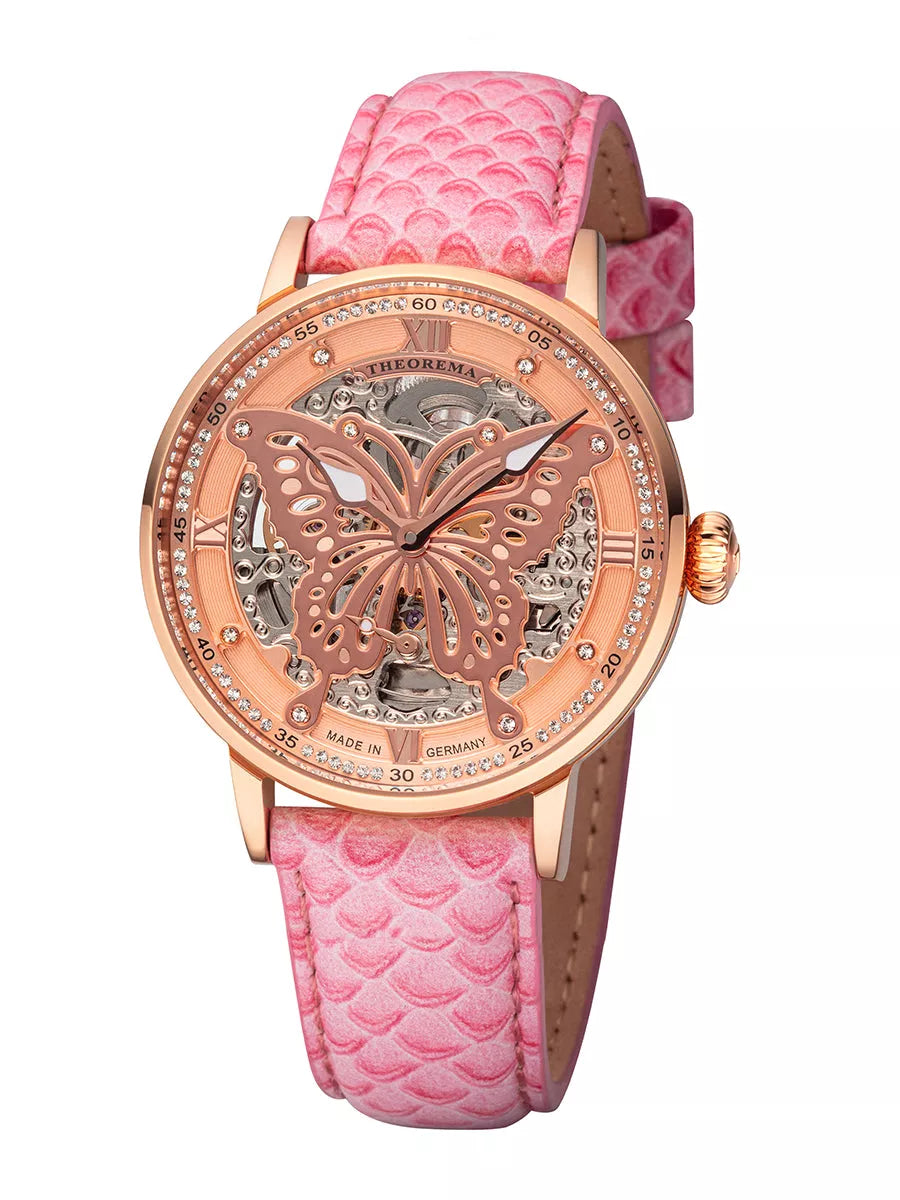Watch for her the Madame Butterfly collection with rose leather and rose case
