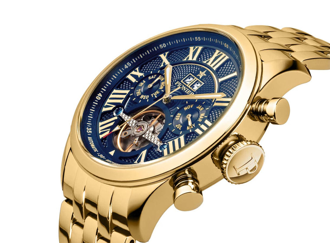 Automatic Havana P7001-8 | Gold | Pionier Germany – Tufina Watches