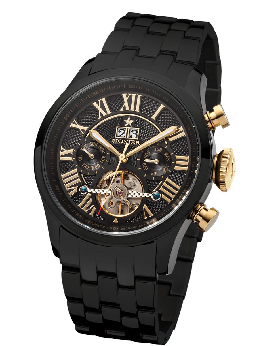 Automatic Havana P7001-9 | Black | Pionier Germany – Tufina Watches