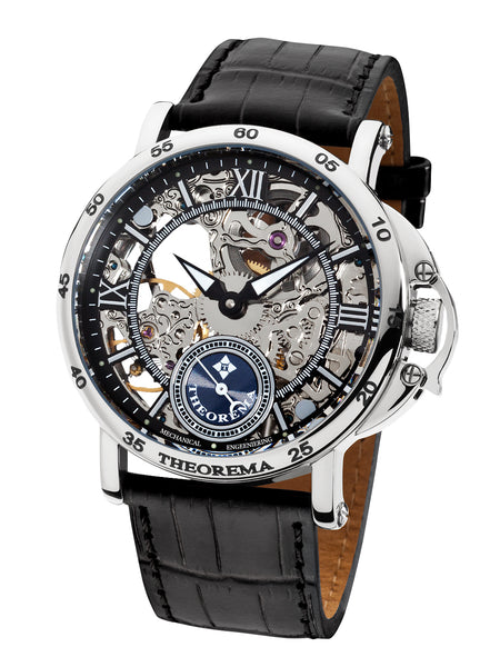 Casablanca Theorema collection with siver case and genuine black leather band.