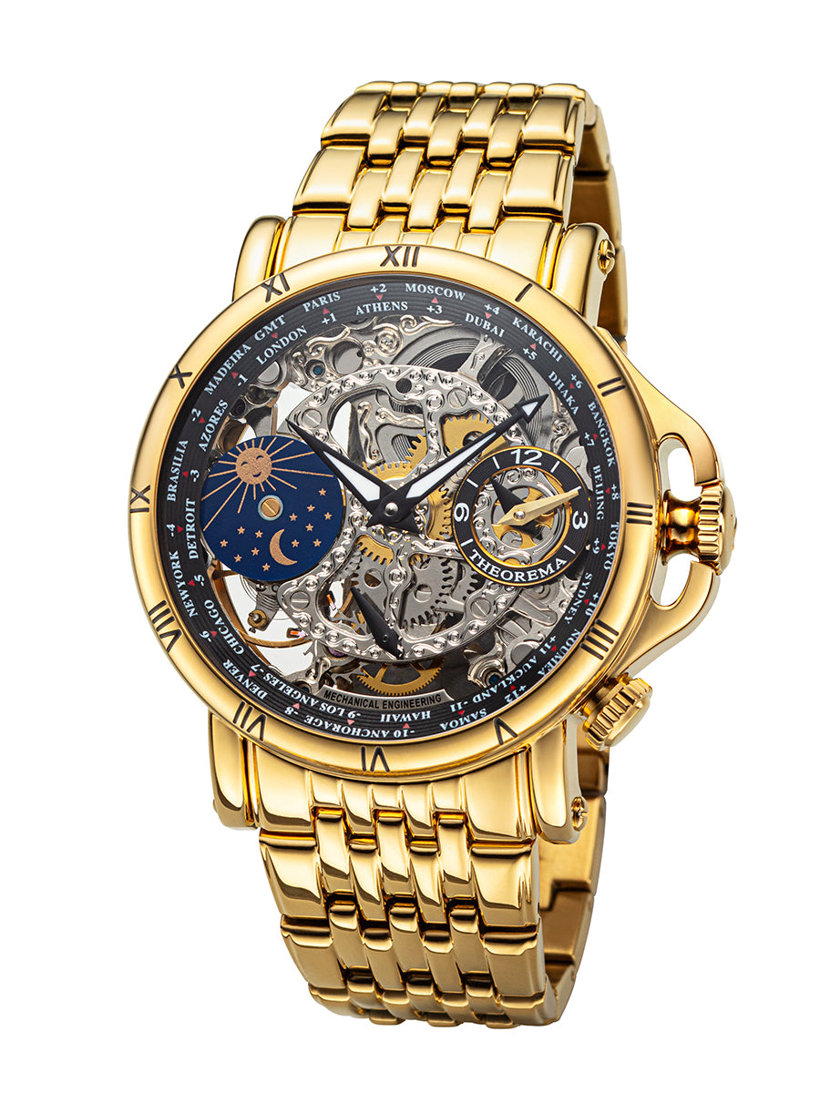 Sao Paulo Theorema dual-time watch with skeletonized dial see through.