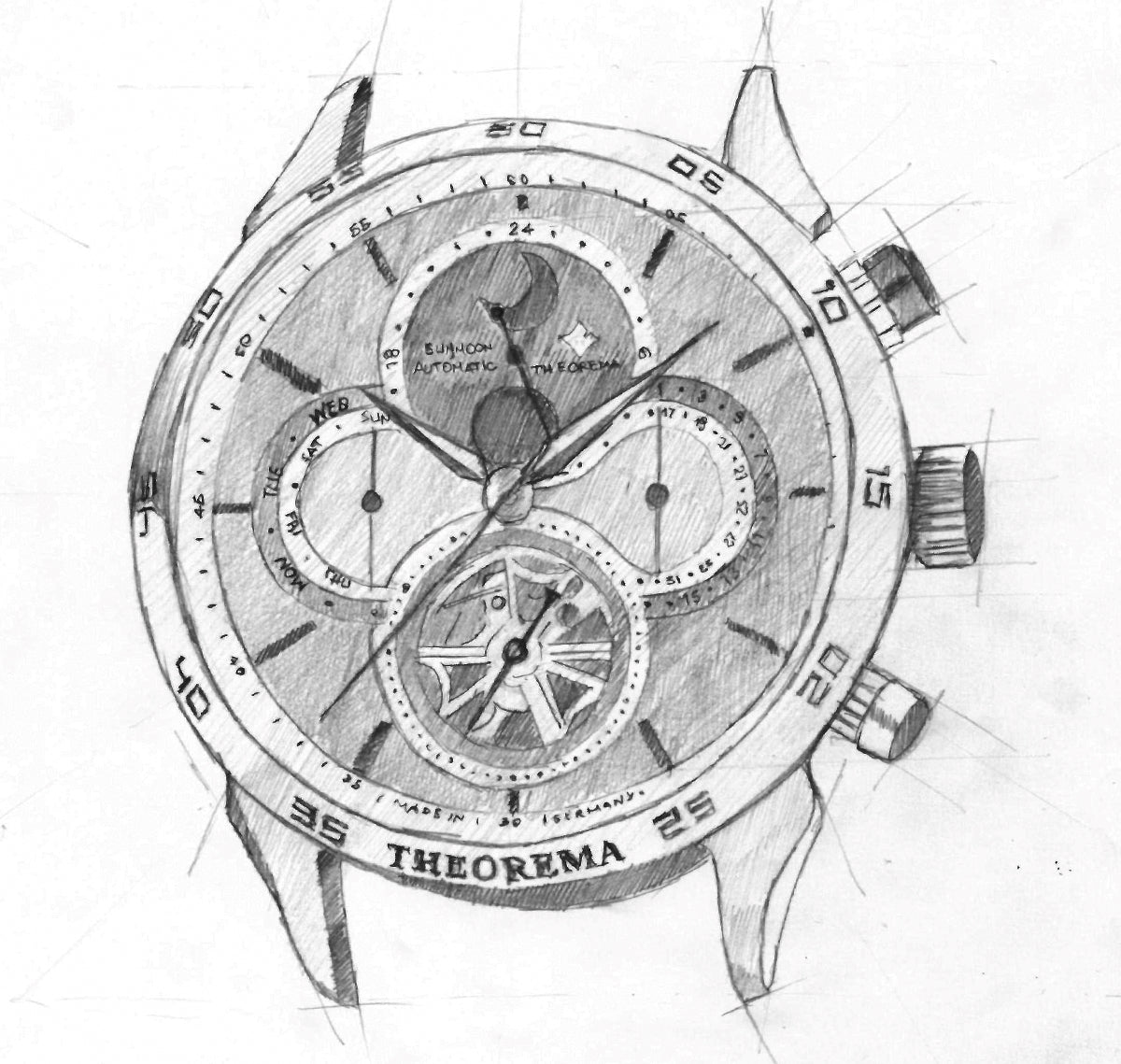 Hand drawing sketch of the collection Kingston by Theorema Germany