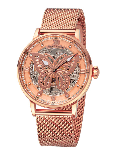 All rose watch with metal bracelet and 82 Swarovski crystals on the dial.