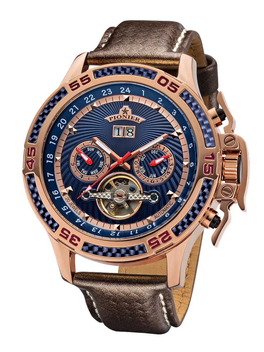 8/9 RunSeokjin Amsterdam VIP ポーチ&ピンバッジ Amsterdam Automatic Calendar Watch by Pionier GM-515-5 |Rose