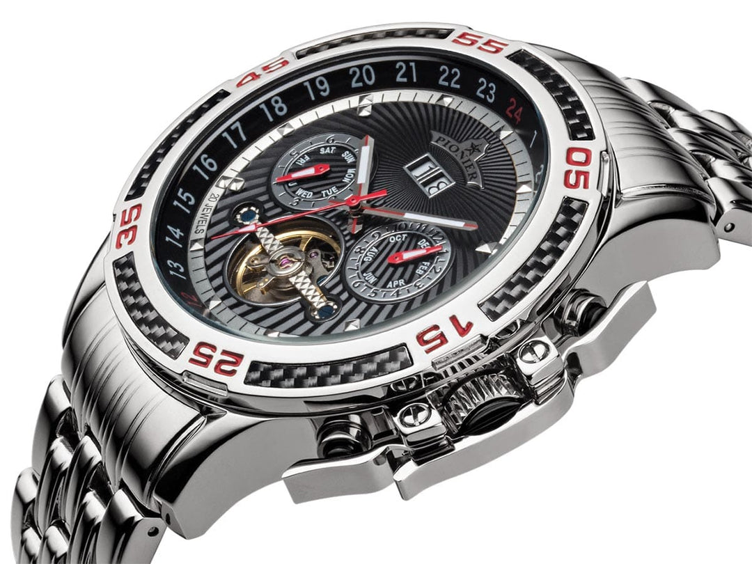 Amsterdam Automatic Calendar Watch by Pionier GM-515-7 |Silver