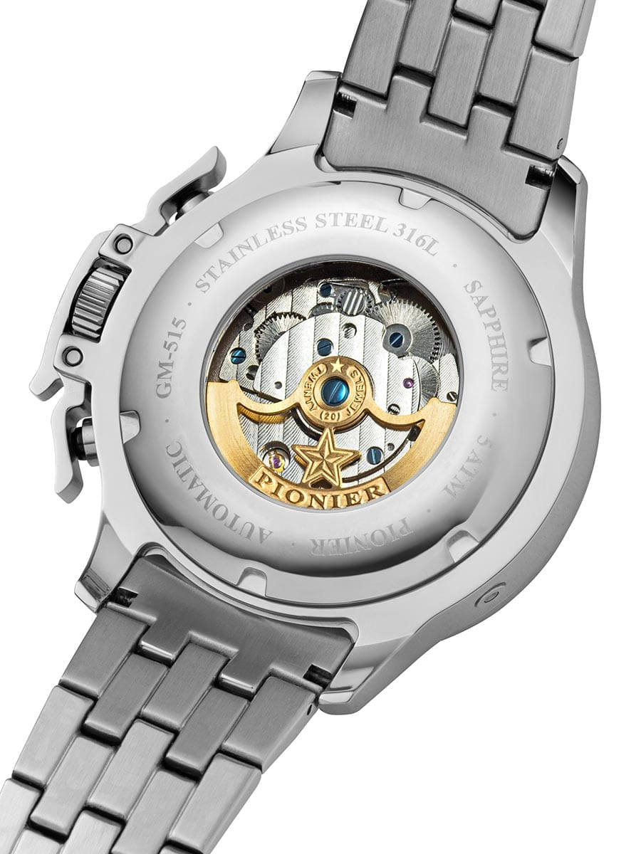 Amsterdam Automatic Calendar Watch by Pionier GM-515-7 |Silver