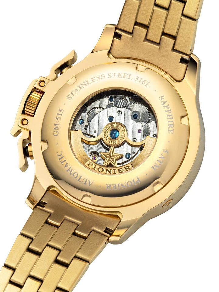 コリンシアン　プロスターズ　シリーズ36 プラチナム　ジルベルト　シウバ Amsterdam Automatic Calendar Watch by Pionier GM-515-9 |Gold
