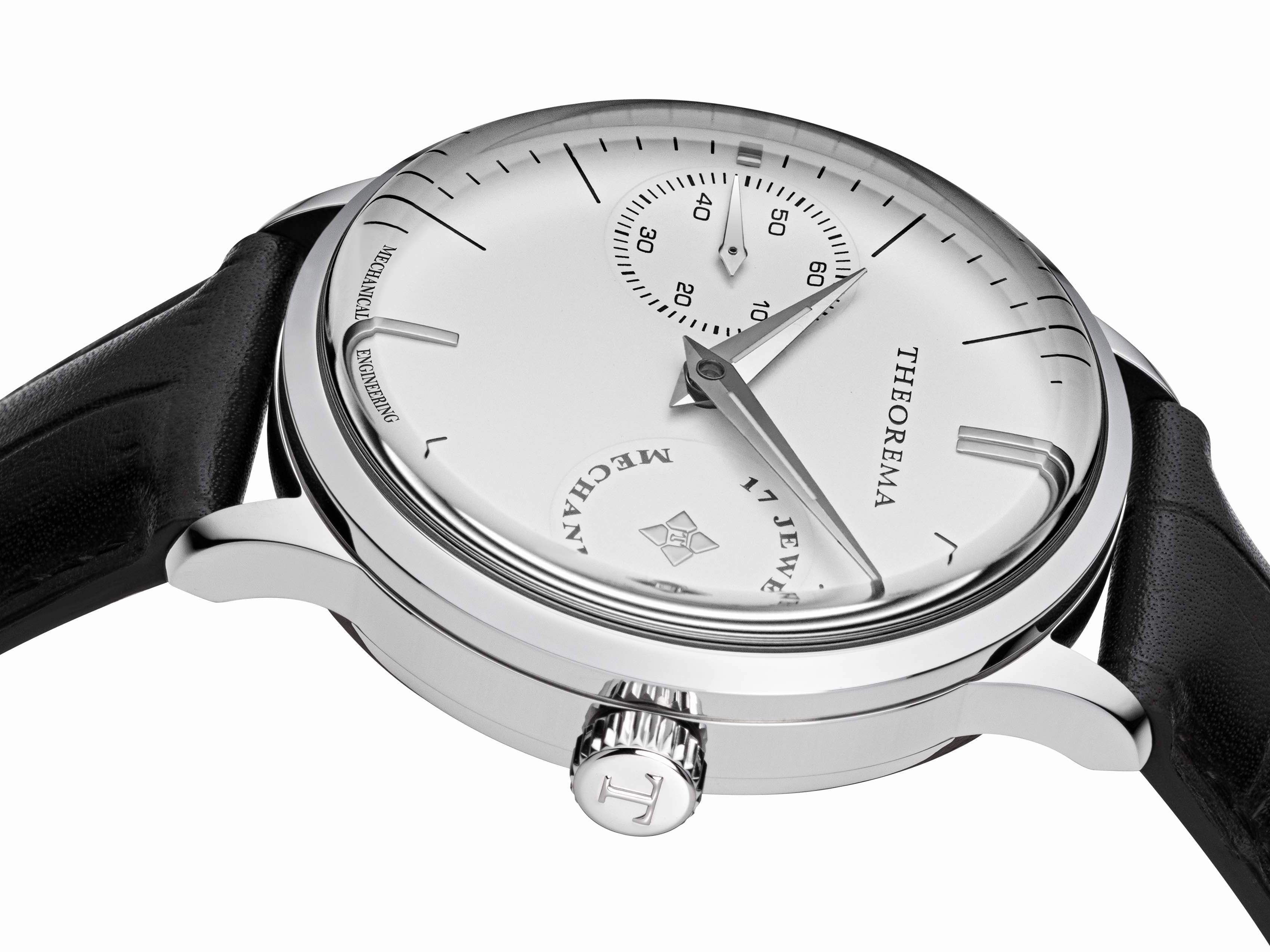 Silver case watch with sapphire crystal glass and elegant minimalist design