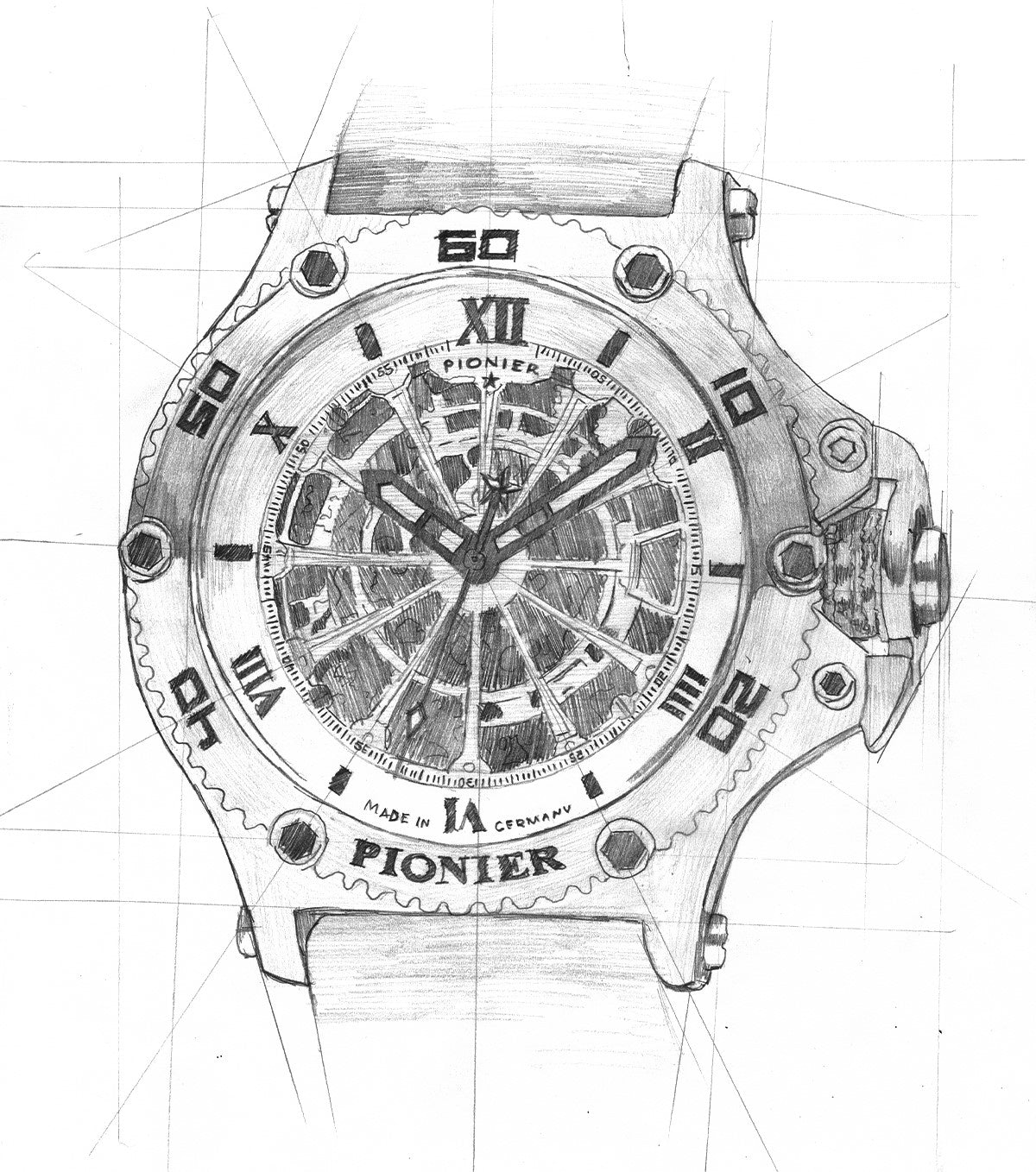 Hand drawing sketch of the collection Barcelona by Pionier Germany