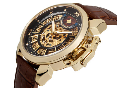 Skeletonized sunny dial with Roman numerals as markers.