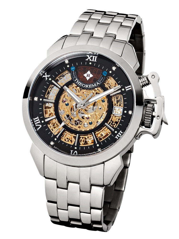 Automatic watch with all silver stainless steel case and bracelet. 