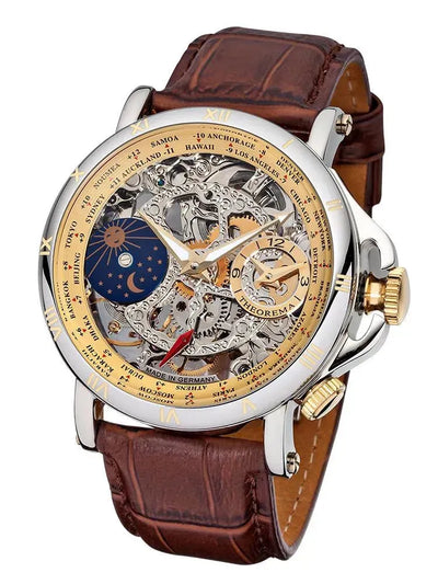 Sao Paulo Theorema dual-time watch with skeletonized dial see through.