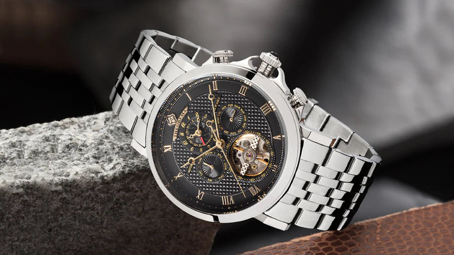 Photo showcasing the automatic Macau collection with calendar by Theorema Germany