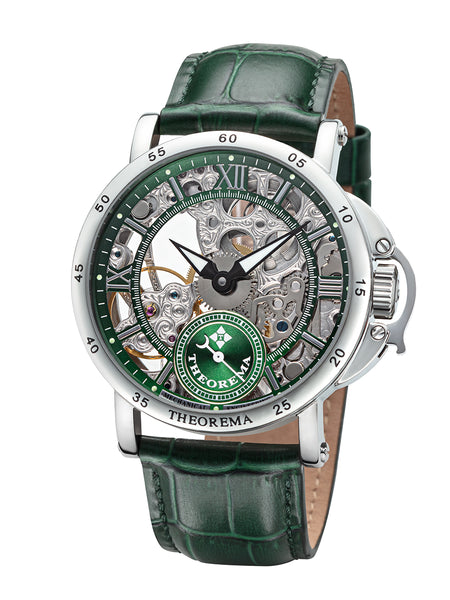 Casablanca Theorema - GM-101-18 silver case with green leather band and silver numerals.