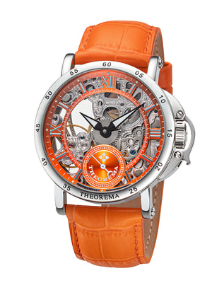 Casablanca Theorema - GM-101-17 silver case with orange leather band and silver numerals.