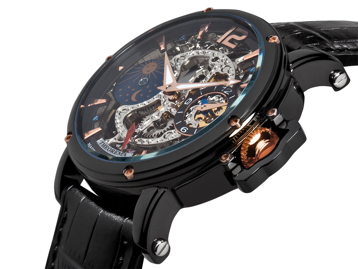 Dual time function with a big 12 arabic number on top and a rose crown.