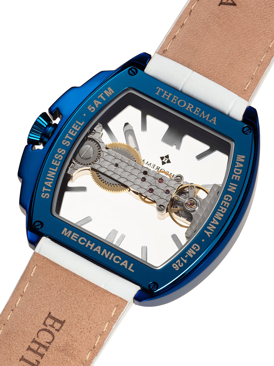 Back open case with silver color mechanism full see through.