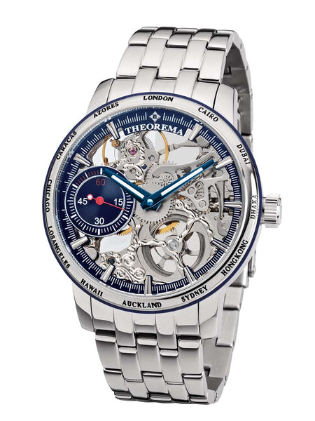 The watch uses a sapphire crystal covering the dial. This material is highly transparent and resistant to scratches, allowing a clear and durable view of the internal components. Light reflects subtly off the surface while still maintaining visibility of the intricate mechanical details beneath.