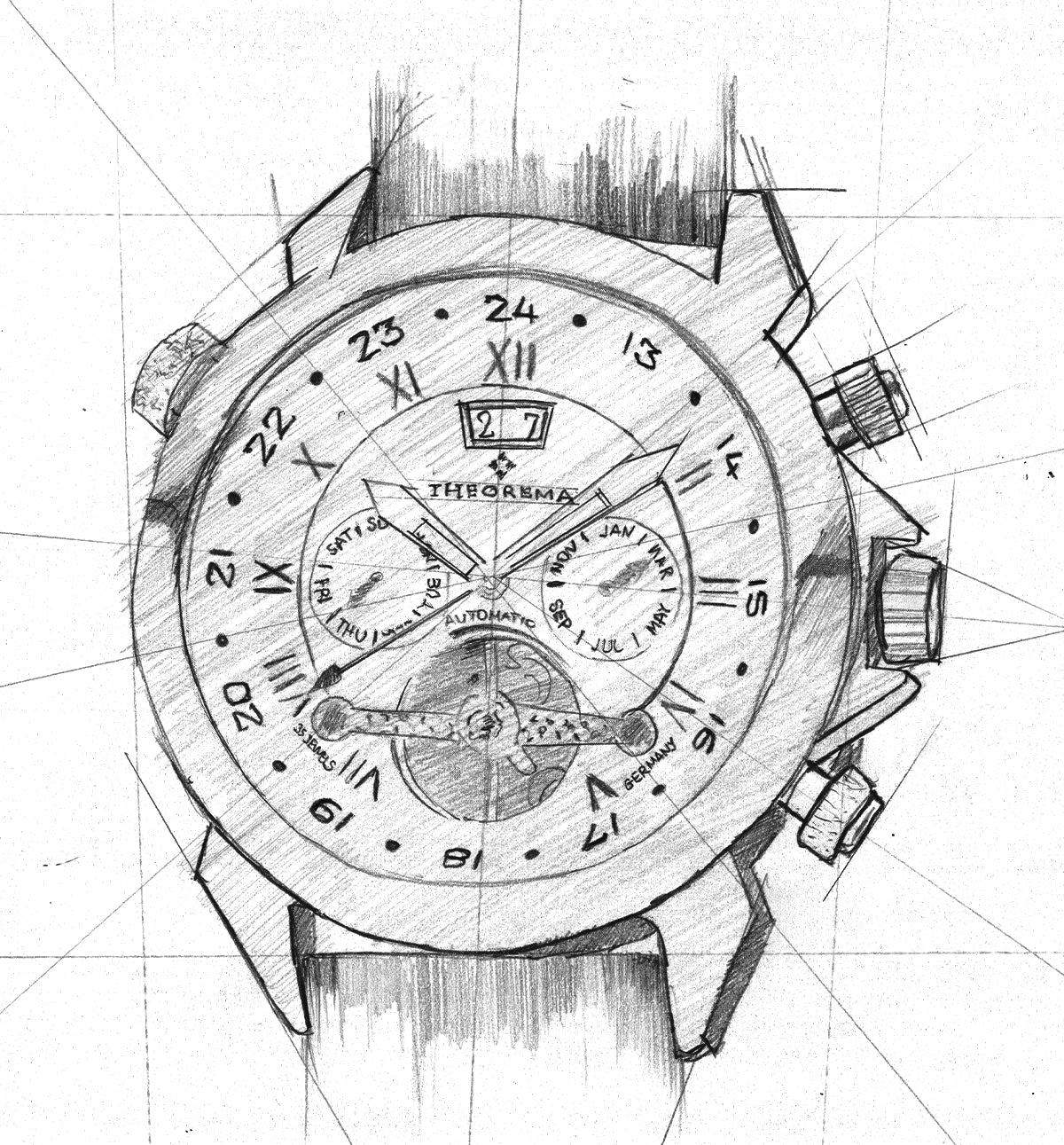 Hand drawing sketch of the collection Marco Polo by Theorema Germany