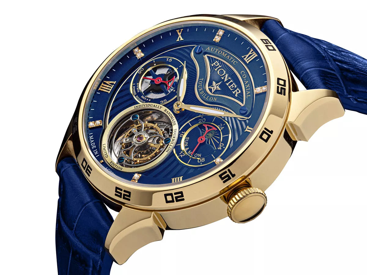 Geneva Automatic Tourbillon Pionier GM-902-5 Gold Handmade German Watch