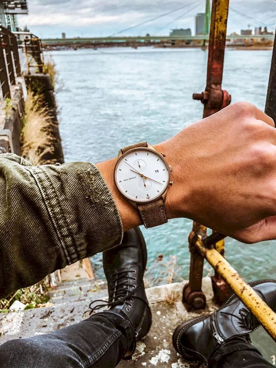 Lifestyle photo of Paul Hewitt chronograph watch