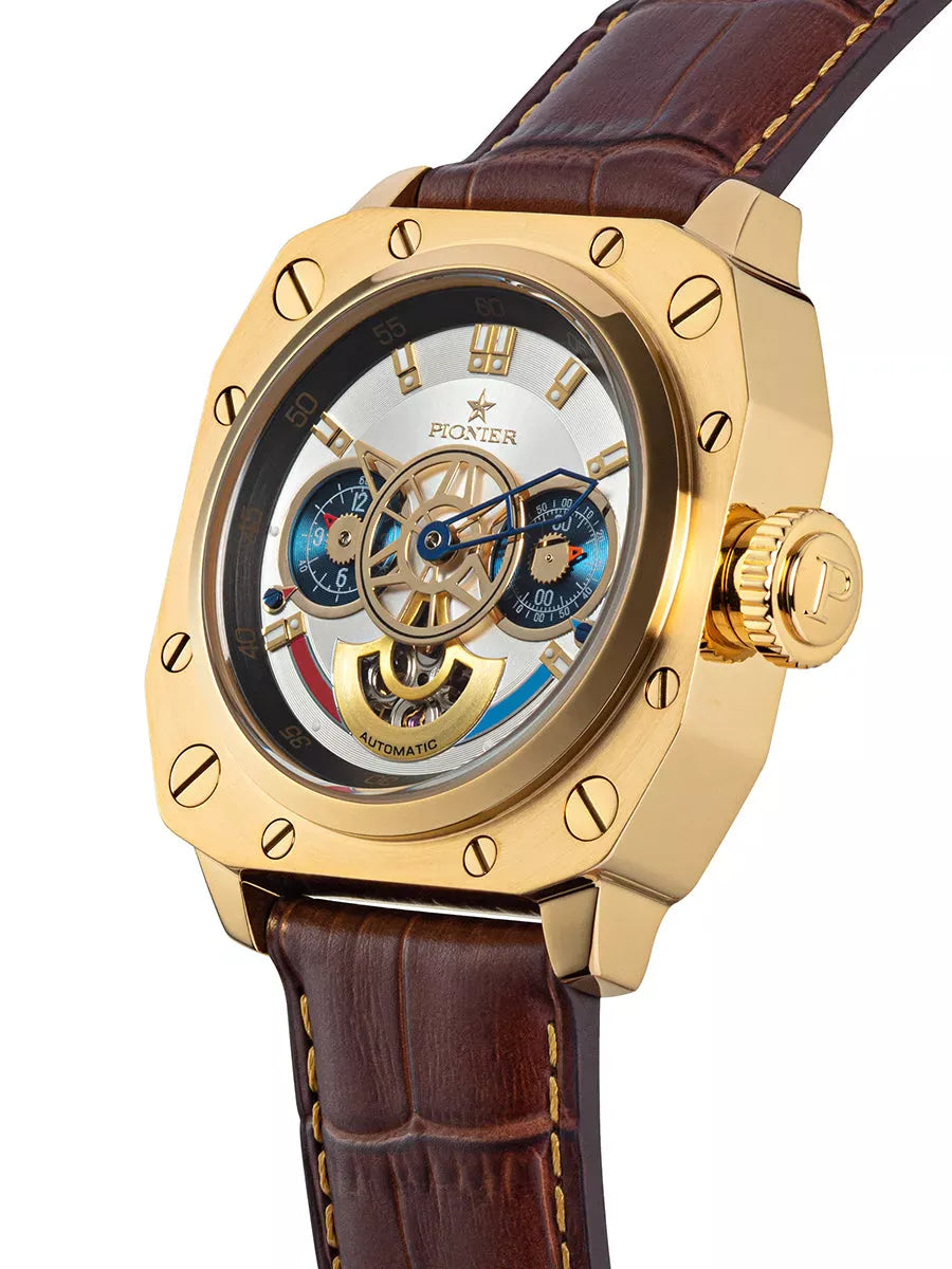 Newport Pionier P7003-3 | Gold | Automatic German Watch – Tufina