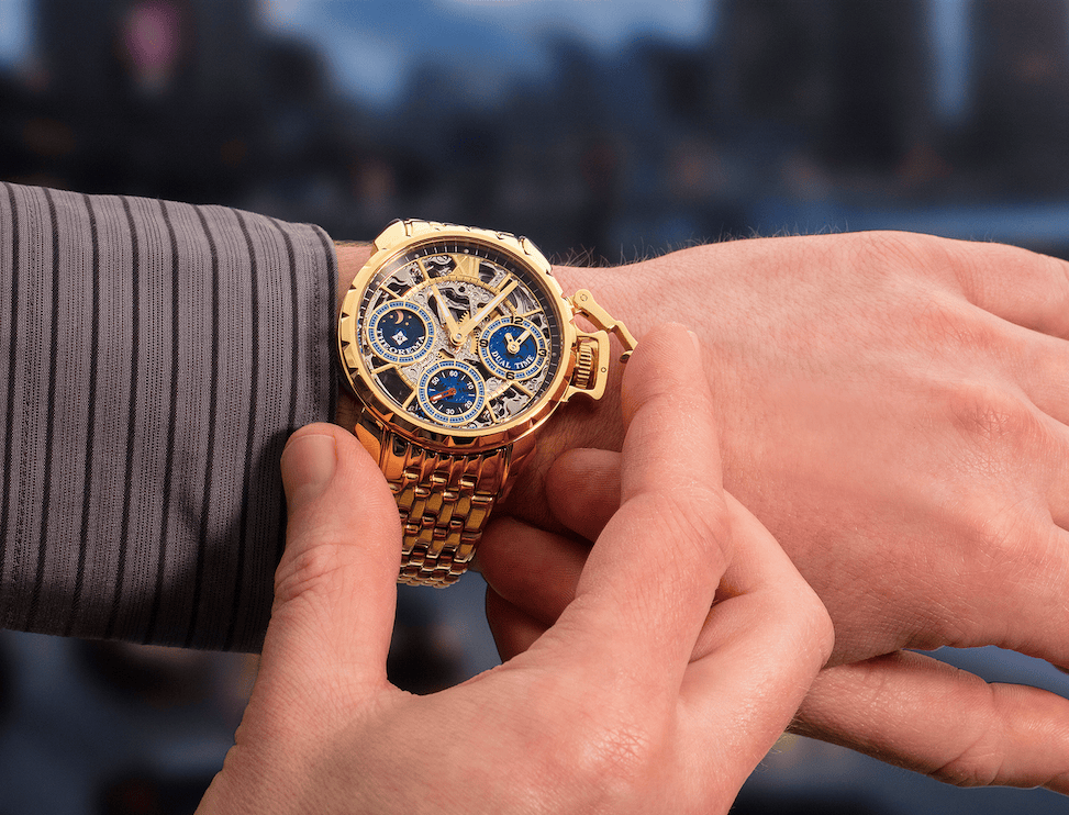 Dual-time Oman Theorema Germany GM-108-9 | Gold | – Tufina Watches