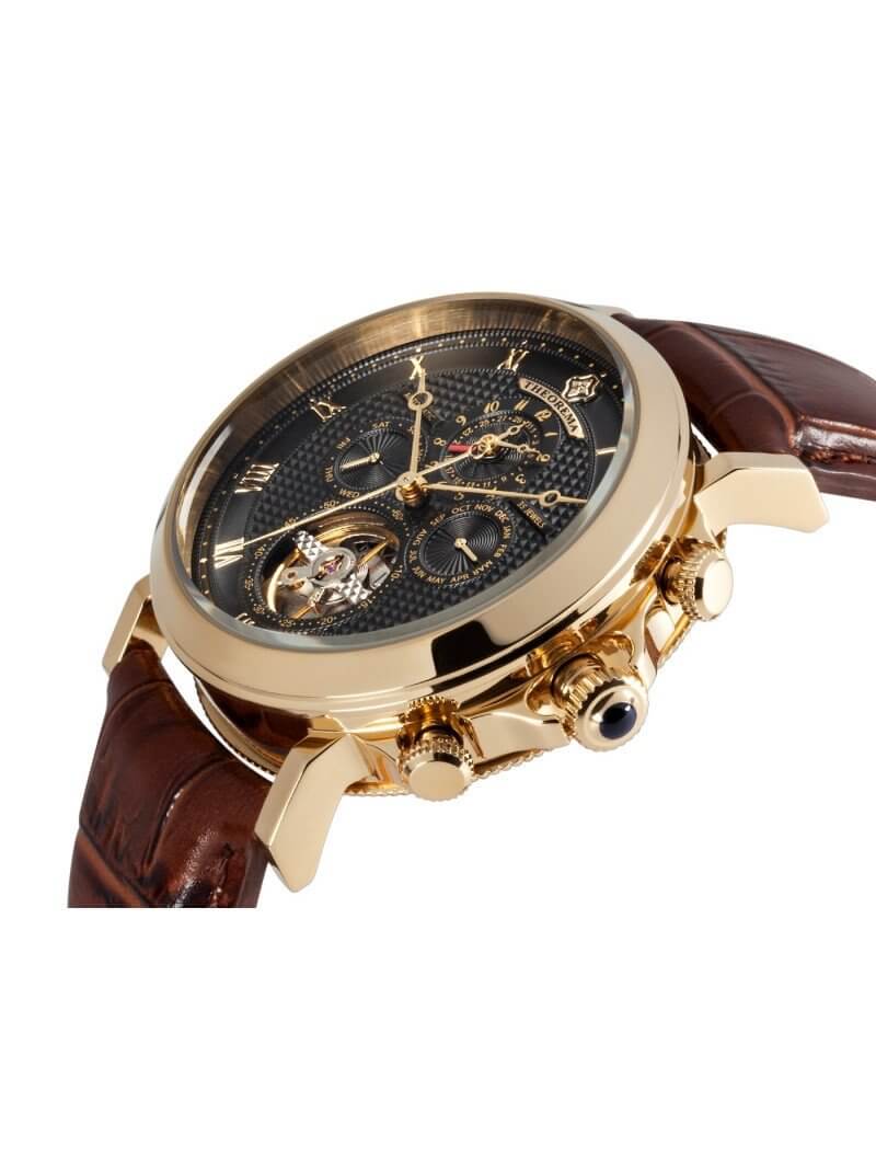 Automatic Macau T3011-3 open heart design with calendar function and gold color buttons.